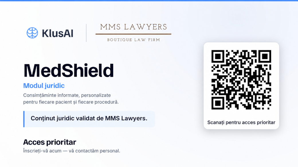 KLUSAI și MMS LAWYERS lansează MedShield: o platformă AI pentru protecție juridică în domeniul medical