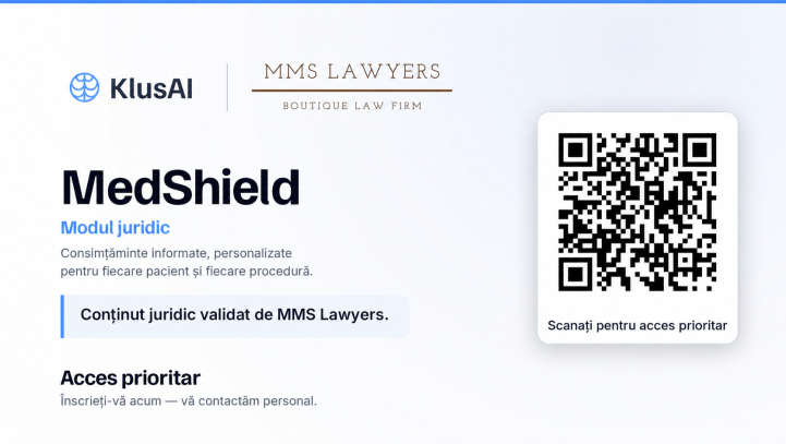 KLUSAI și MMS LAWYERS lansează MedShield: o platformă AI pentru protecție juridică în domeniul medical